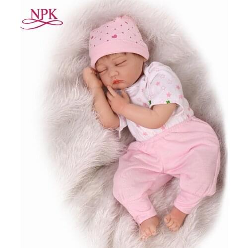 NPK reborn baby doll lovely close eye baby doll silicone vinyl soft real touch lifelike newborn baby Christmas gifts