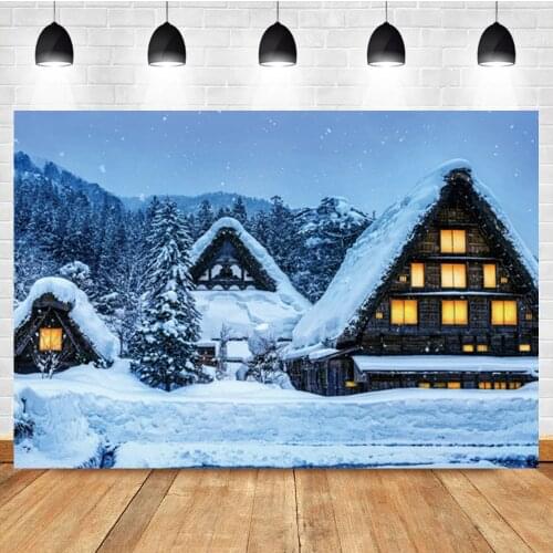 Laeacco Winter Outdoor Snow Scene Forest Christmas Natural Landscape Photo Background Photographic Backdrop For Photo Studio