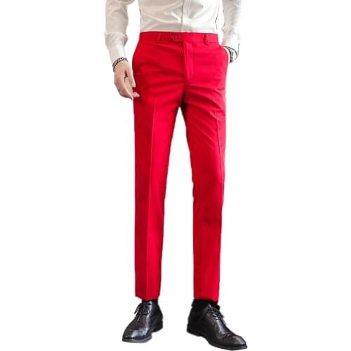 10 Colour M-6XL Mens Pure Color Business Occupation Slim Fit Dress Office Trousers Mens Dress Formal Suit Pants Casual For Men