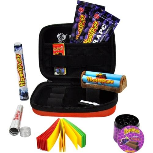 Honey Fruit Flavor Tobacco Kit Meta Grinderl Rolling Natural Paper Canvas Bag Mouthpiece Filter Tips Rolling Machine Set