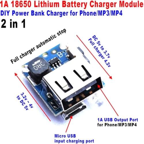 DYKB 2in1 charge discharge board module DIY 1A 18650 lithium battery Power Mobile Bank 3V 3.3V 3.7V TO 5V USB FOR Phone/MP3/MP4