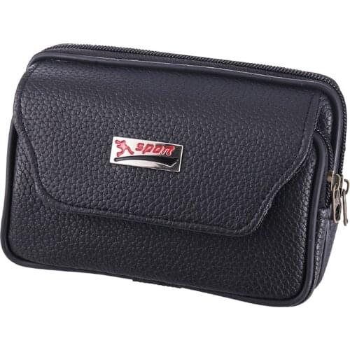 Men Fanny Pack For Mobile Phone Male Zipper PU Coin Purse Brand Design Waterproof Good Quality Bag Casual Waist Packs Bags