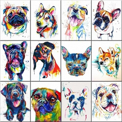 40x50cm Colorful Dog Series Diy Painting Number Animal Oil Paint By Numbers Canvas Painting by numbers for kids adults art paint