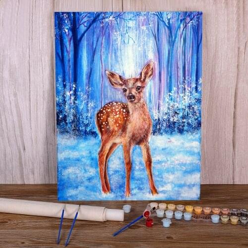 Natural Scenery First Winter DIY Painting By Numbers Package Acrylic Paints 50*70 Canvas s Loft Handicraft