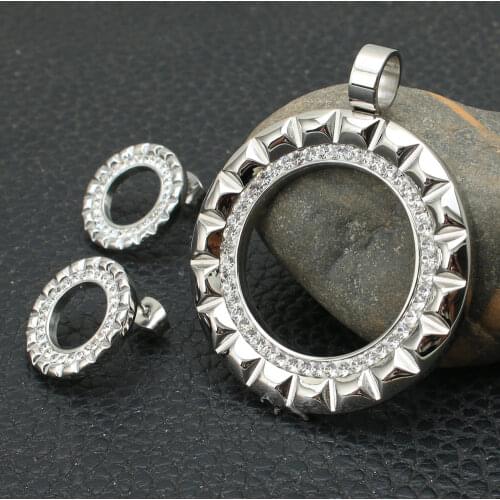 Gold and Silver Color New Fashion Stainless Steel Jewelry Pendant Earrings Sets For Women SBJZDJCE