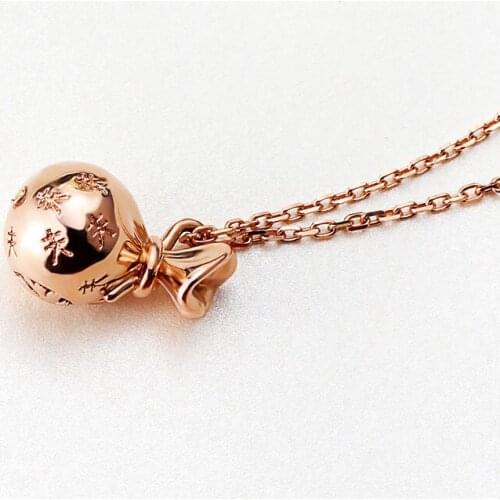 New Arrival Italy Design AU750 Rose Gold Bag Pendant Carved Lucky Pendant