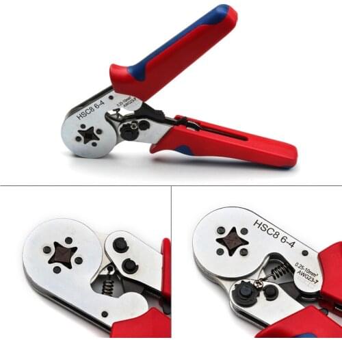 HSC8 6-4 Crimping Pliers Self-Adjustable AWG 23-7 Wire Stripper 0.25~10mm2 for Cable Wire End Sleeves Tube Terminals Tools Plier