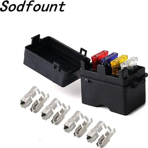 1set 4 Way Black Medium Relay Fuse Box Assembly with 8pcs Terminals Car Insurance Holder