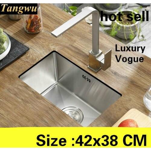 Free shipping Apartment balcony kitchen manual sink single trough do the dishes mini 304 stainless steel hot sell 420x380 MM