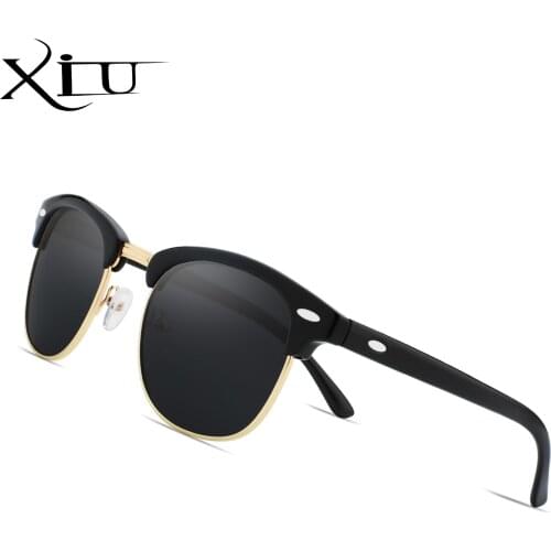 XIU sunglasses polarized men women semi rimless sunglass brand design vintage sun glasses for women top quality UV400