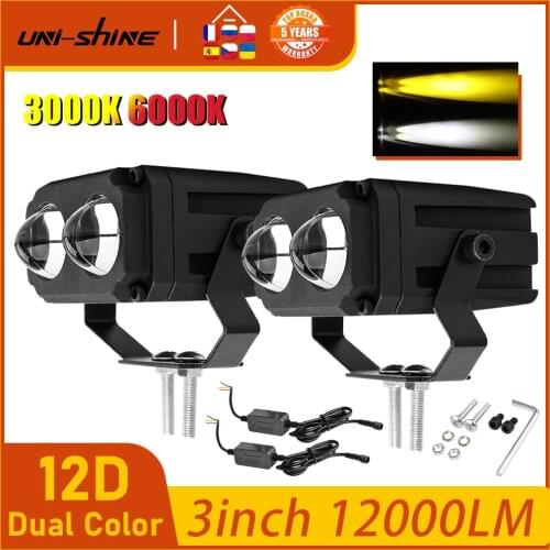 UNI-SHINE 100W 3'' Dual Color LED Light Bar 12D Combo White Amber LED Bar Work Light Offroad 4x4 ATV Car Light 12V 24V Fog Lamp
