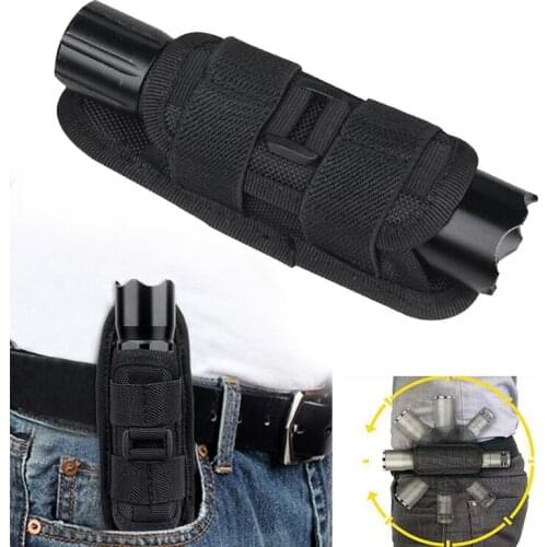 Tactical Flashlight Pouch Holster 360 Degree Rotatable Torch Cover Case for Outdoor Belt Flashlight Holder Hunting Accessories