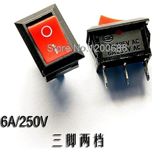 Power switch KCD1-102 red 3 feet 2 files 6A / 250V 10A125V