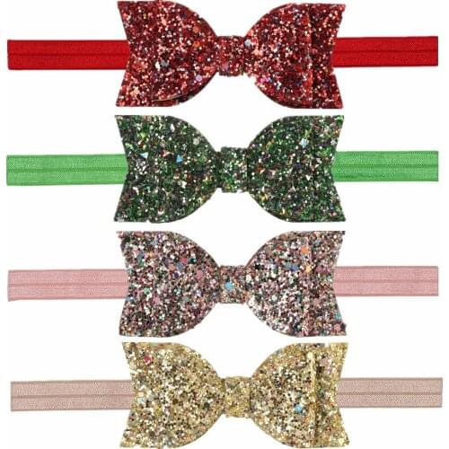 XIMA 1PC 3.5''Children Hair Bow Girls Hair Accessories Sequined Bright Color Headband for Girls Headwear