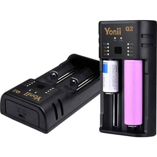Q2 Smart 18650 Battery Charger Dual Battery Charger Holder for 14650 20700 21700 22650 26650 26700 AA Li-ion Ni-MH/Ni-CD Battery