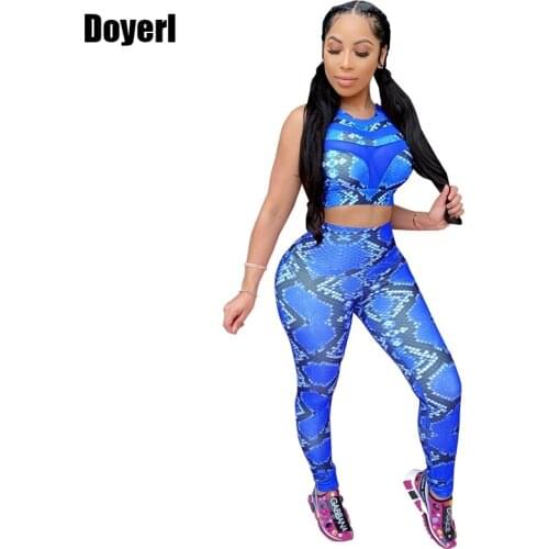 Snake Print 2 Piece Set Women Tracksuit Summer Clothes for Women Two Piece Pants Set Suit Sportwear Joggers Women Set Clothing