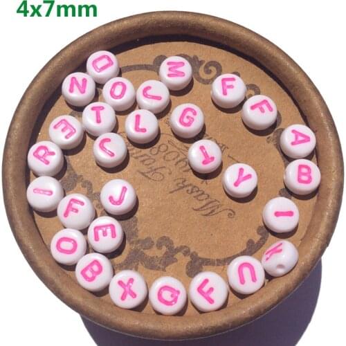 Letter Beads for Kids single color Beads 4*7mm 50pcs Acrylic Round Beads mix A-Z Alphabet Beads Letters Beads for Jewelry making