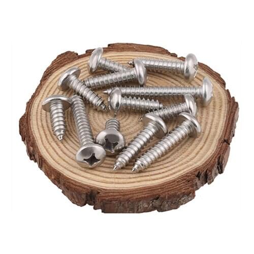 100Pcs M3*50mm Stainless Steel Round Head Acute Tail Self Tapping Screws Bolts