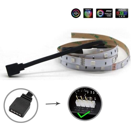 12V 4Pin 5050 RGB Header (+12V,G,R,B) LED Strip Light PC Case Lighting ASUS Aura MSI Mystic Light Gigabyte Mainboard Control DIY