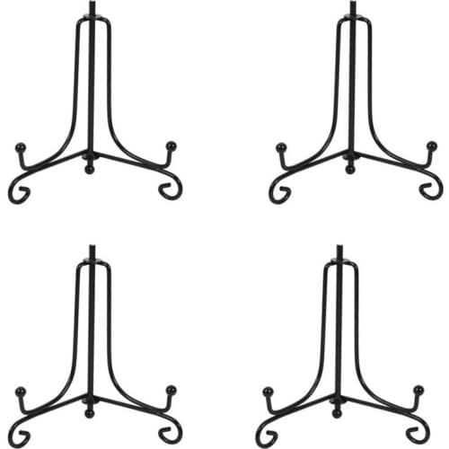 4 pack)Iron Display Stand, Black Iron Easel Plate Display Photo Holder Stand, Displays Picture Frames, Cookbooks, Decorative Pl