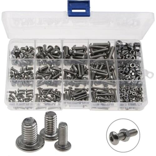 440pcs M3 Screws Nuts Kits Stainless Steel Hex Head Socket Screws and Nuts Assortment Set