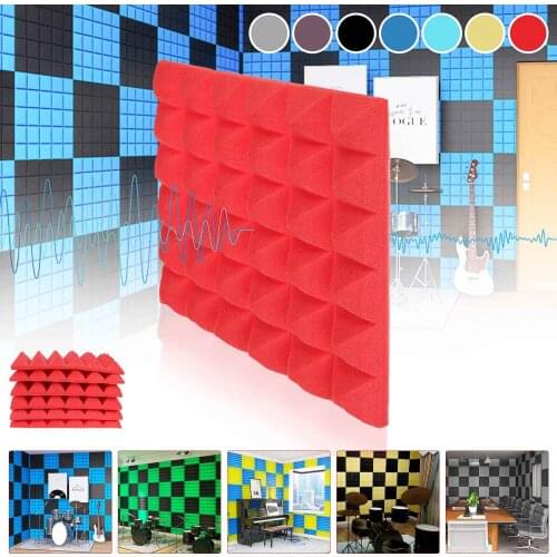 6/12/24pc 30x30cm Studio Acoustic Foam Panels Sound Foam Sound Proofing Protective Sponge Soundproof Absorption Treatment Panel