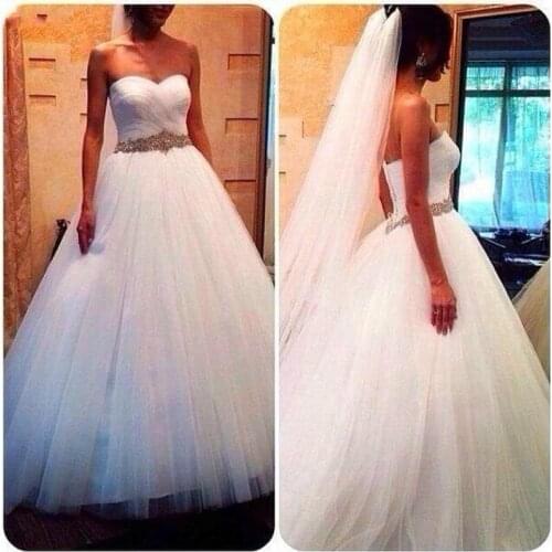 ANGELSBRIDEP Sweetheart Ball Gown Wedding Dresses Robe de mariee Empire Waist Tulle Floor-Length Formal Bride Dress Plus Size