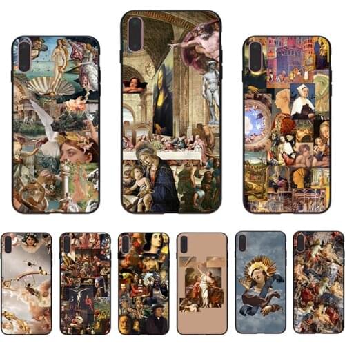Renaissance Collage luxury Shell Mobile Phone Case For Iphone XS XR X 11 Pro Max 12 Mini 7 8 6 6S Plus SE 2020 5 Hard Back Cover
