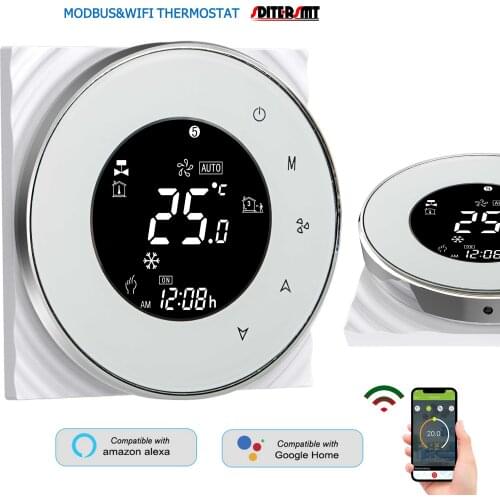Digital Programmable Modbus Protocol Round Thermostat WIFI for Heater Cooler Adjustable TUYA Scene Smart Device Linkage