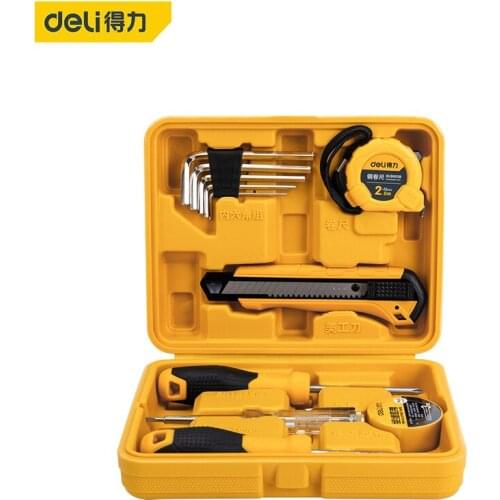 Deli 11Pcs Hand Tool Set Car Auto Repair Automotive Mechanics Tool Home Garage Wrench Utility Knife Insulating Tape Screwdriver