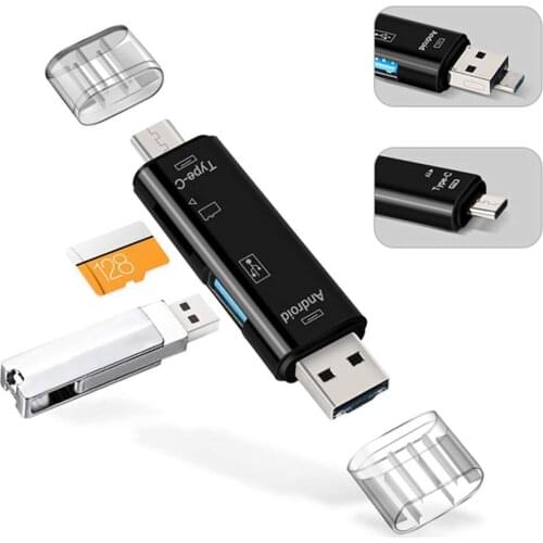 5 in 1 Type-C Micro USB OTG Dock TF Memory Card Reader Multifunction USB HUB Compact Flash Card Adapter for Laptop