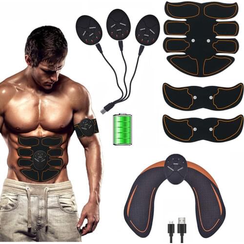Electric EMS Abdominal Muscle Stimulator Hip Trainer USB Rechargeable Body Slimming Massager Weight Loss Home Fitness Equipment