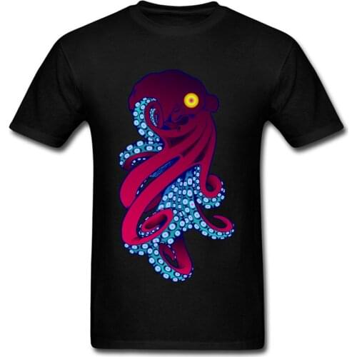 Octavius Cthulhu Octopus T-shirt Men Monster Tops & Tees Short Sleeve Novelty Birthday Gift Shirts Purple Black Blue