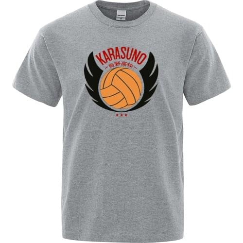 Anime Haikyuu Karasuno Print T-Shirt For Men Comfortable Crewneck Tshirt Street Casual Clothing Simplicity Loose Man T-Shirt