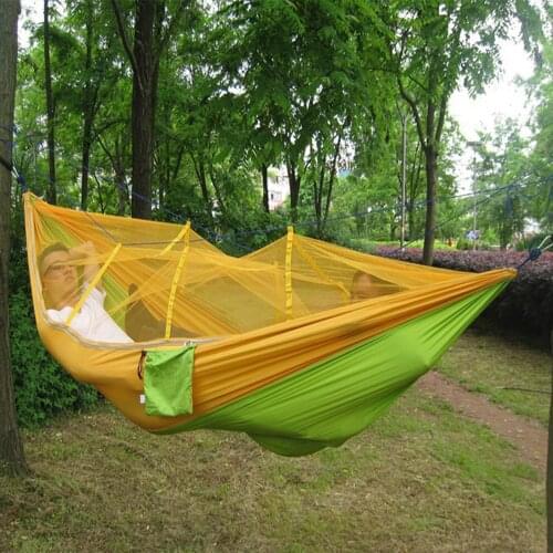 Hammock Tent Automatic Quick Open with Mosquito Net Anti-mosquito Hanging Bed Outdoor Single and Double Parachute Hanging Bed