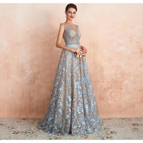 Custom Made Bridal Gowns Sweetheart Sparkly Beading Crystal Appliques Champagne Blue A Line Wedding Dresses Vestido De Noiva