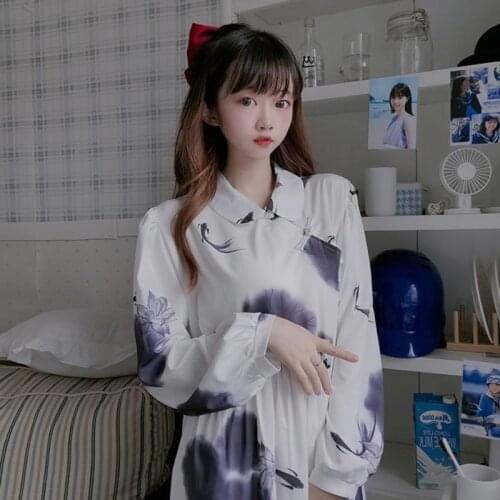 Chinese-Style Retro High-Waist Slim Printing Ink 2020 New Thin fairy dress tea party lolita dress sweet lolita doll
