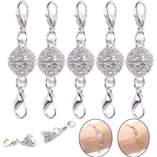 3pcs Crystal Clasp Buckles for Bracelet DIY Necklace Diamond Two-head Lobster Magnet Clasps Necklaces Bracelets Connecting 10mm