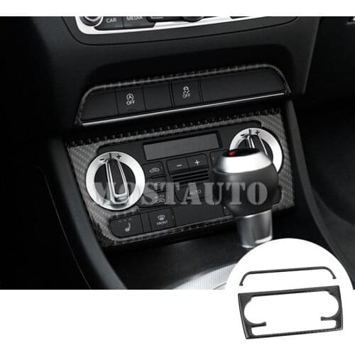 For Audi Q3 8U Carbon Fiber Console Air Condition Button Frame Cover 2012-2017 2pcs Car Accessories Interior Car Decor Car Trim
