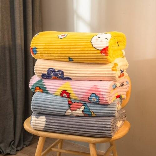 Printing Coral Blanket Milk Wool Blankets Quilt Blanket Thin Nap Blanket Lunch Break Air Conditioning Bed Cover 1PC