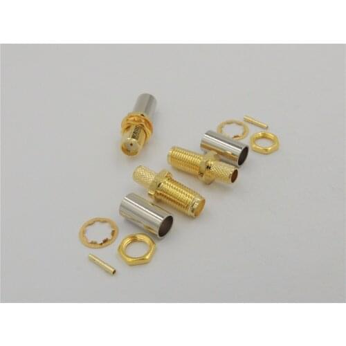 50pcs copper SMA Female Crimp Connector for Coaxial RG58 LMR195 cable