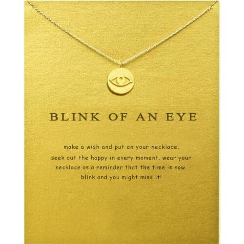 Fashion Devils Eye Pendant Necklace For Women Carved Eye Gold Color Make a Wish Card Necklace Choker Jewelry