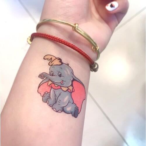 Disney Dumbo Cartoon Tattoo with Durable Waterproof Wrist Leg Fresh Color Pretty Girl Stickers