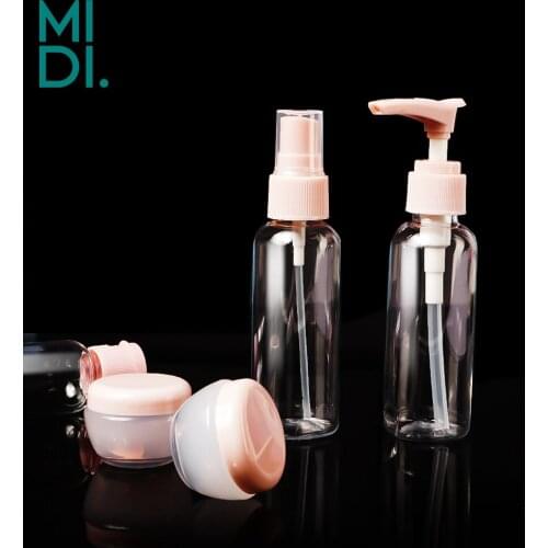 7 Pcs Mixed Travel Mini Makeup Bottling Set Face Lotion Water Lotion Perfume Transparent Empty Make Up Container Bottles