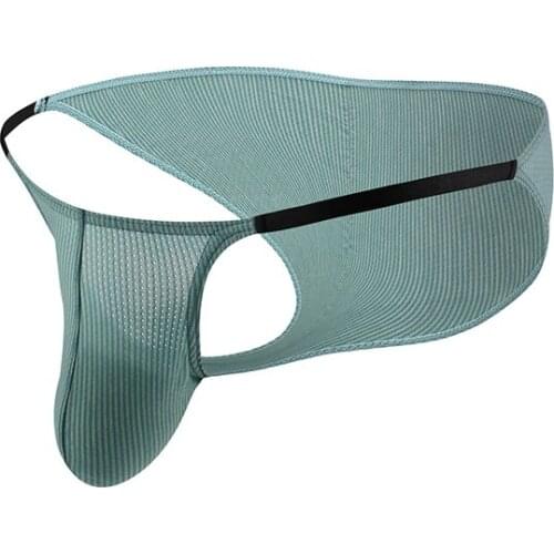 Men Underwear Low Rise Men Briefs Striped Breathable Soft Gay Mens Lingerie Underpants Male Big Penis Pouch U Convex Bikini