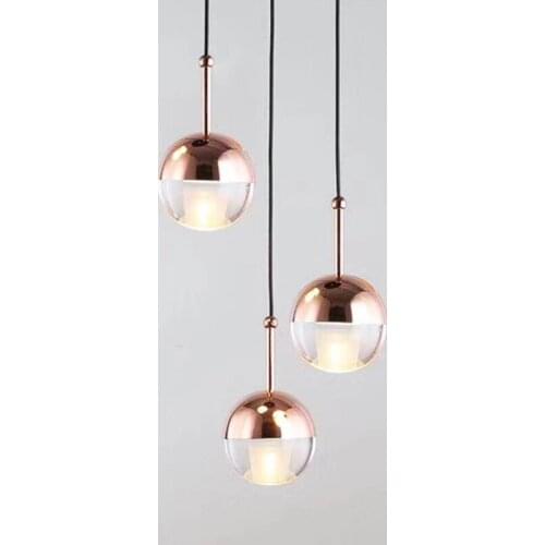 Nordic Glass Ball Lamp Restaurant pendant Lamps Creative LED Light Bedside Pendant Light Single Head G4 Light Fixture Lustre