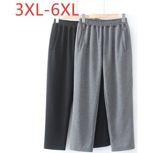New 2021 Ladies Spring Autumn Winter Plus Size Long Pants For Women Large Loose Elastic Gray Straight Trousers 3XL 4XL 5XL 6XL