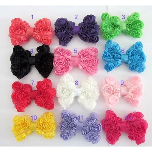 Wholesale DIY Headband Hair Accessories 3'' Chiffon Rose Flower Bows kids Girls Headwear 200pcs/lot Free Shipping LYB-04