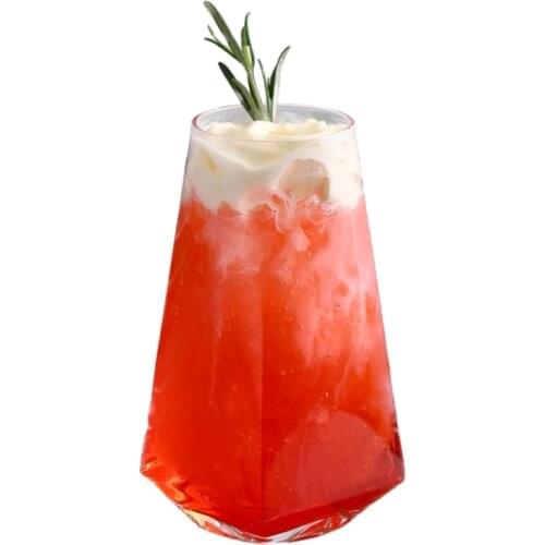 501-600ml Clear Geometric Beer Glass Prismatic Wine Glass Cup Glassware Tumbler for Juice Cocktail Whiskey Bourbon Tonic