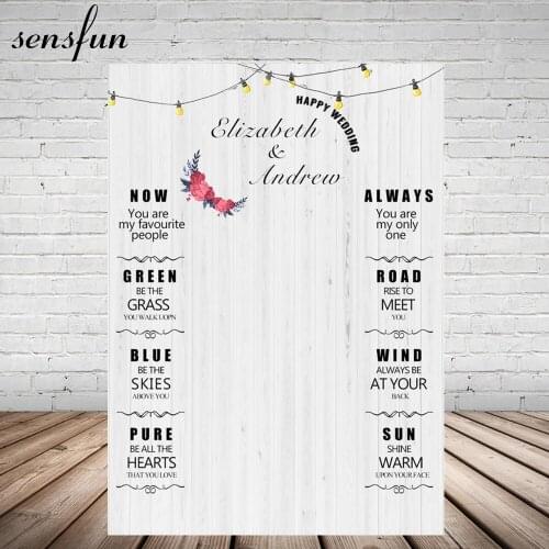 Sensfun Wedding Photography Backdrop White Wood Custom Name Information Backgrounds For Photo Studio Original Design